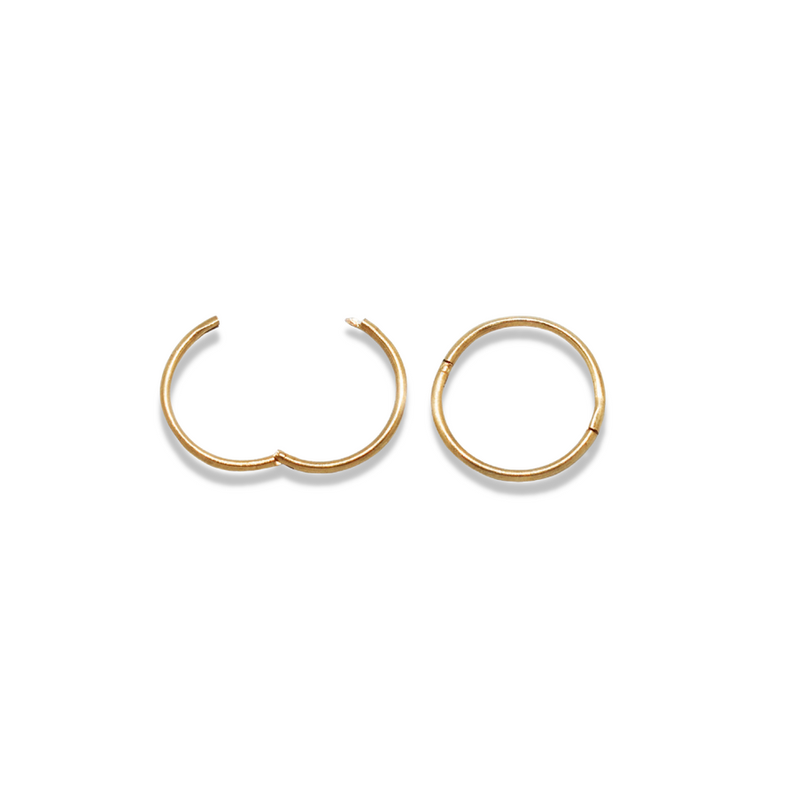 14mm Gold Sleeper Hinged Hoops