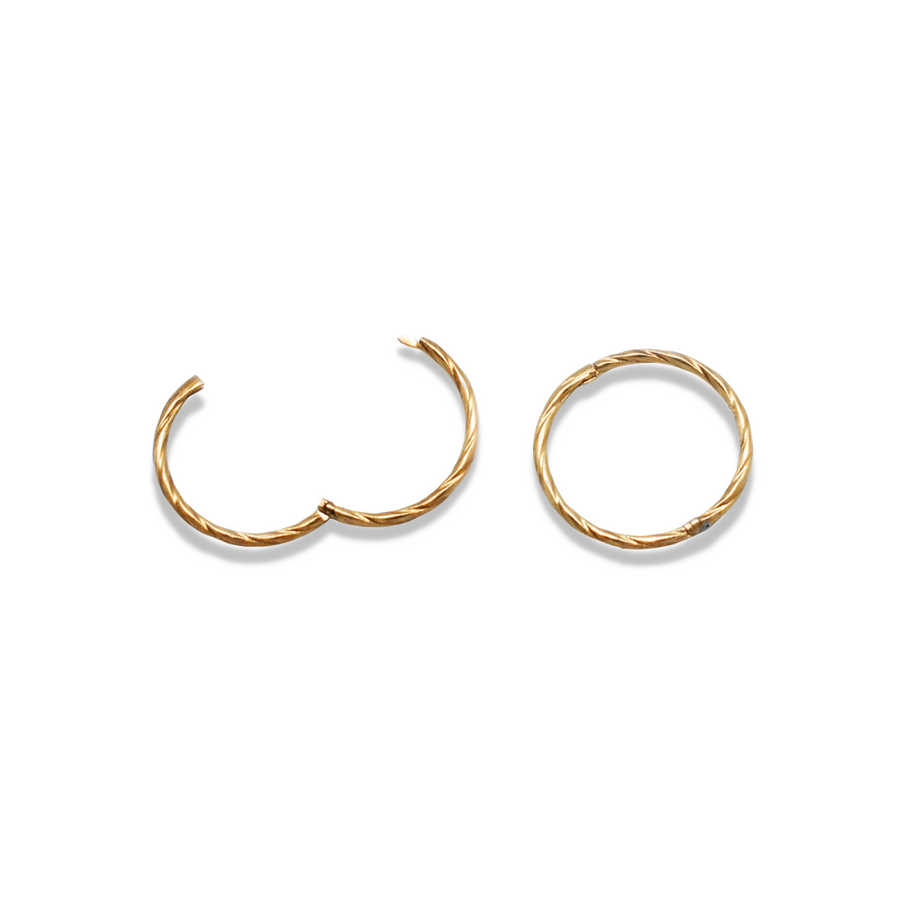 14mm Gold Twist Sleeper Hinged Hoops
