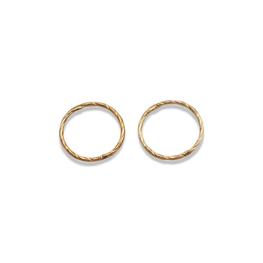 14mm Gold Twist Sleeper Hinged Hoops