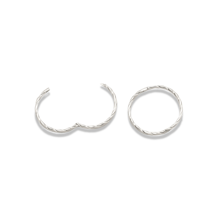 16mm Silver Twist Sleeper Hinged Hoops
