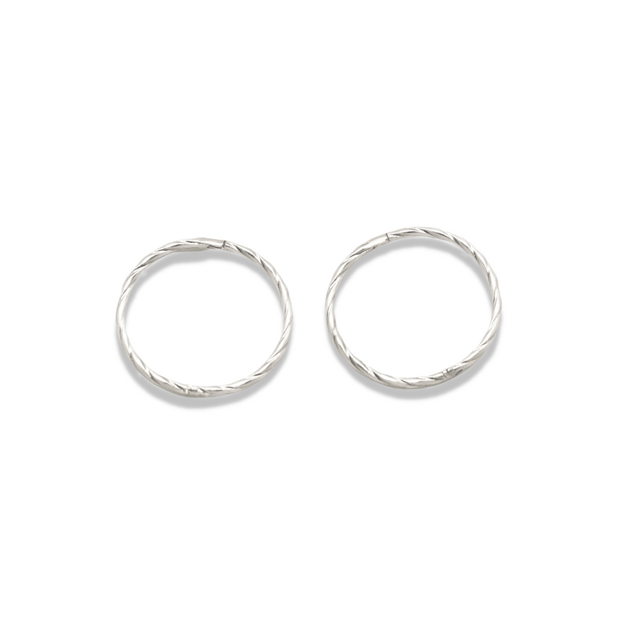 16mm Silver Twist Sleeper Hinged Hoops