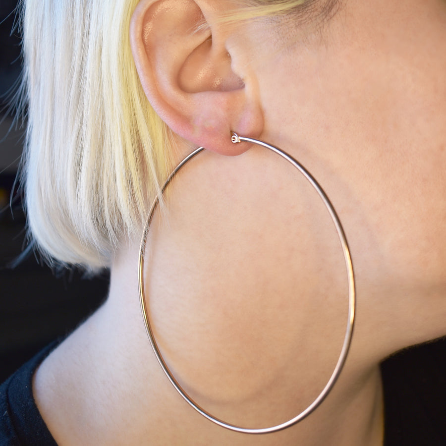 Rose Gold 90mm Statement Hoop Earrings