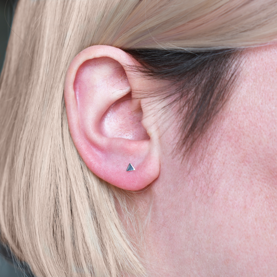 Silver Tiny Triangle Stud Earrings