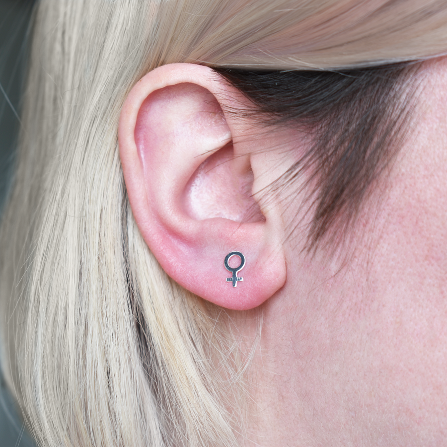 Silver Gender Symbol Stud Earrings