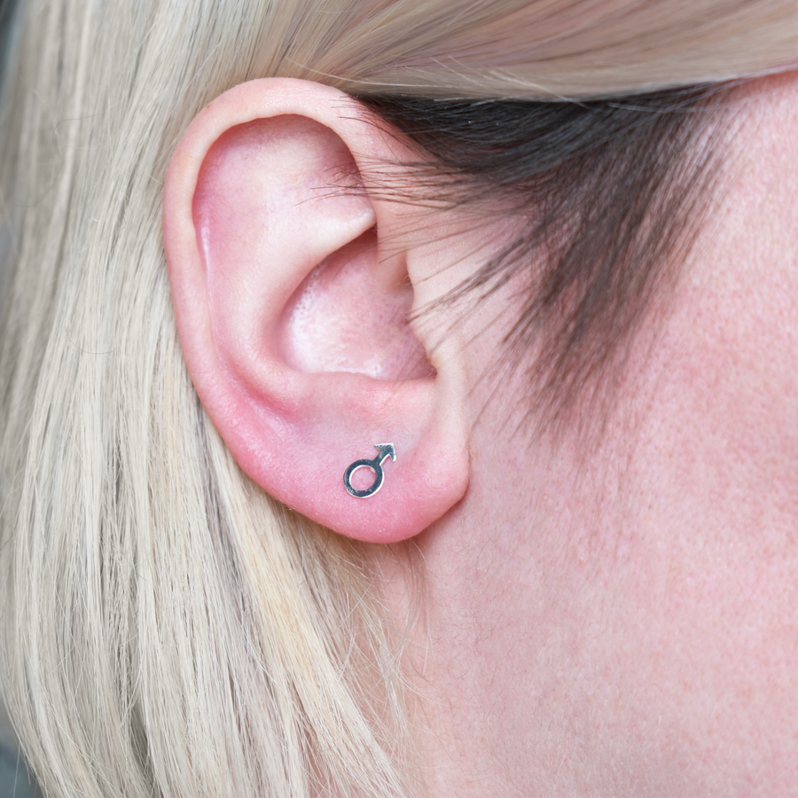 Silver Gender Symbol Stud Earrings