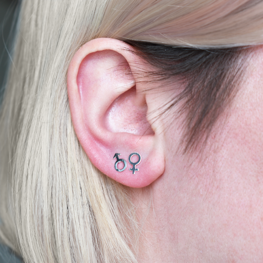 Silver Gender Symbol Stud Earrings