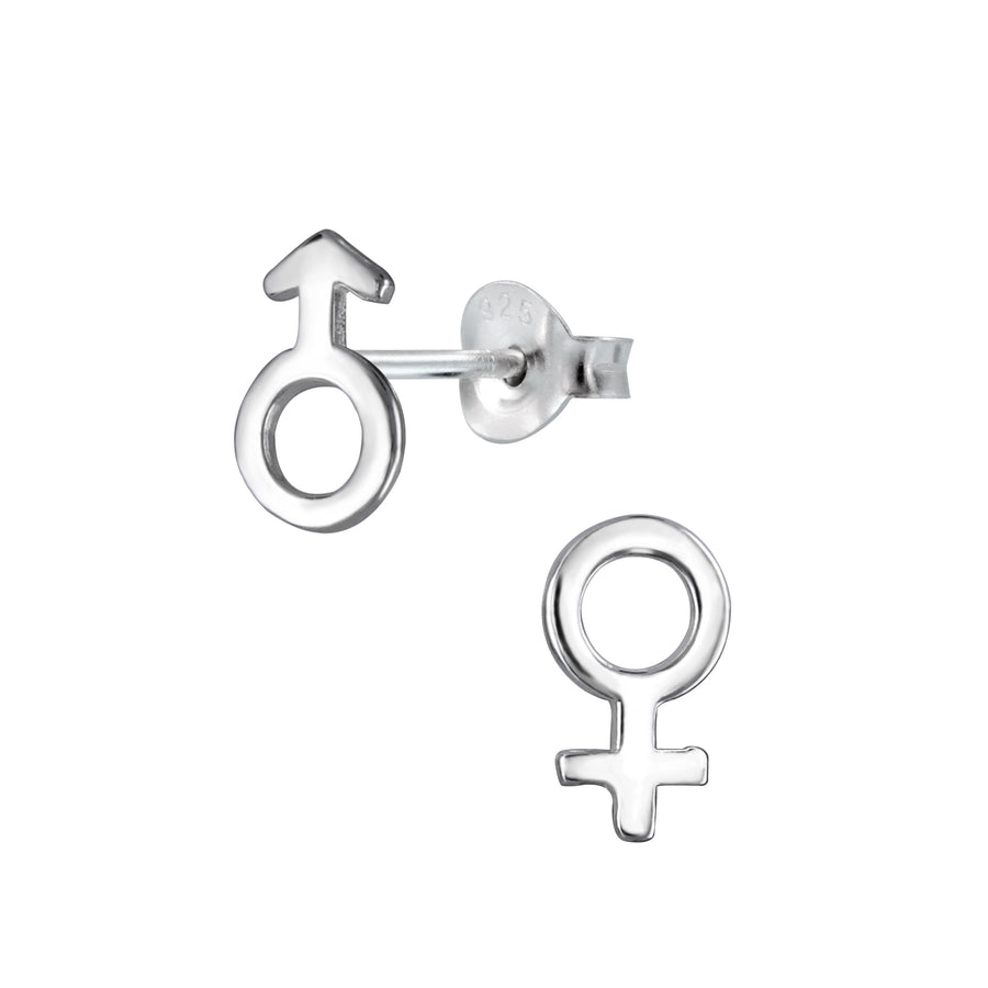 Silver Gender Symbol Stud Earrings