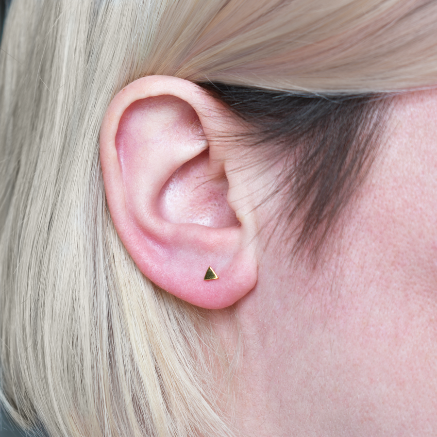 Gold Tiny Triangle Stud Earrings