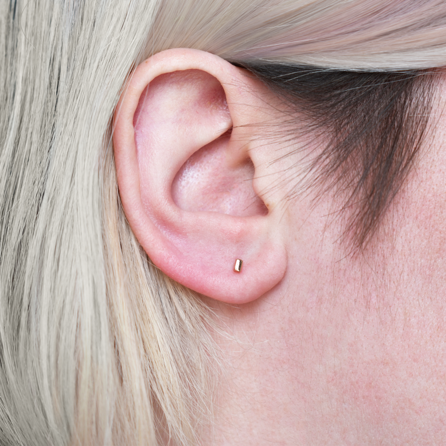 Rose Gold Tiny Bar Stud Earrings