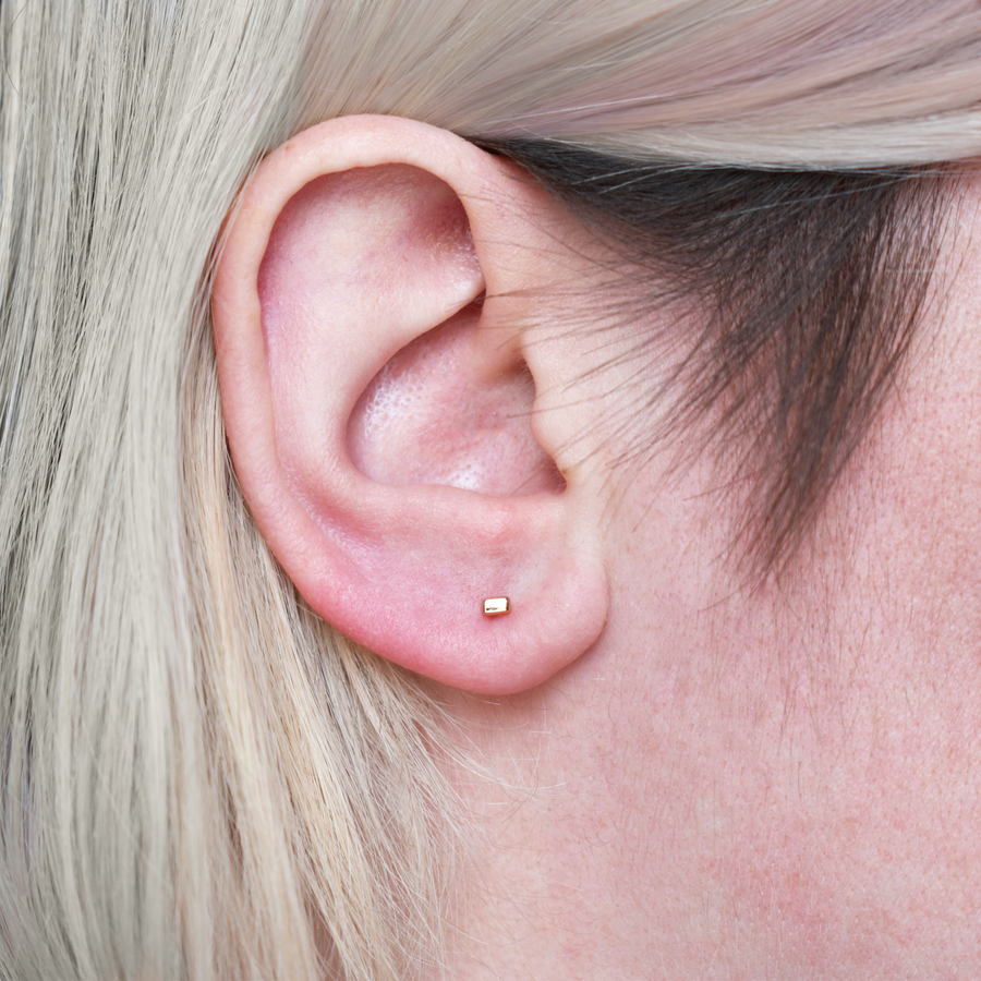 Rose Gold Tiny Bar Stud Earrings