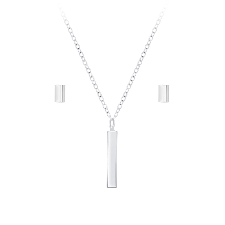 Silver Bar Jewelry Set
