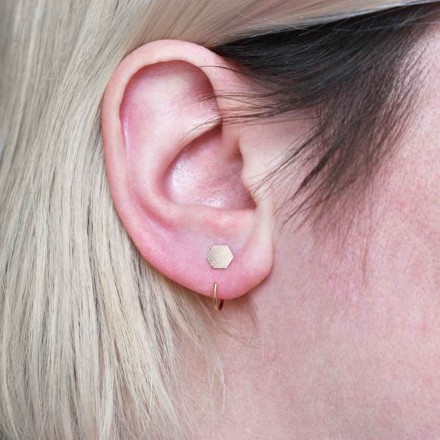 Rose Gold Hexagon Ear Huggers