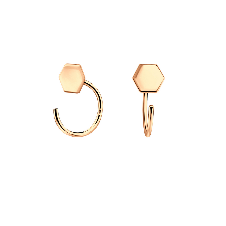 Rose Gold Hexagon Ear Huggers