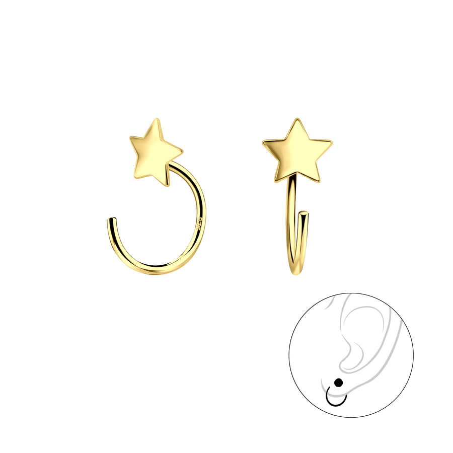 Gold Star Ear Huggers