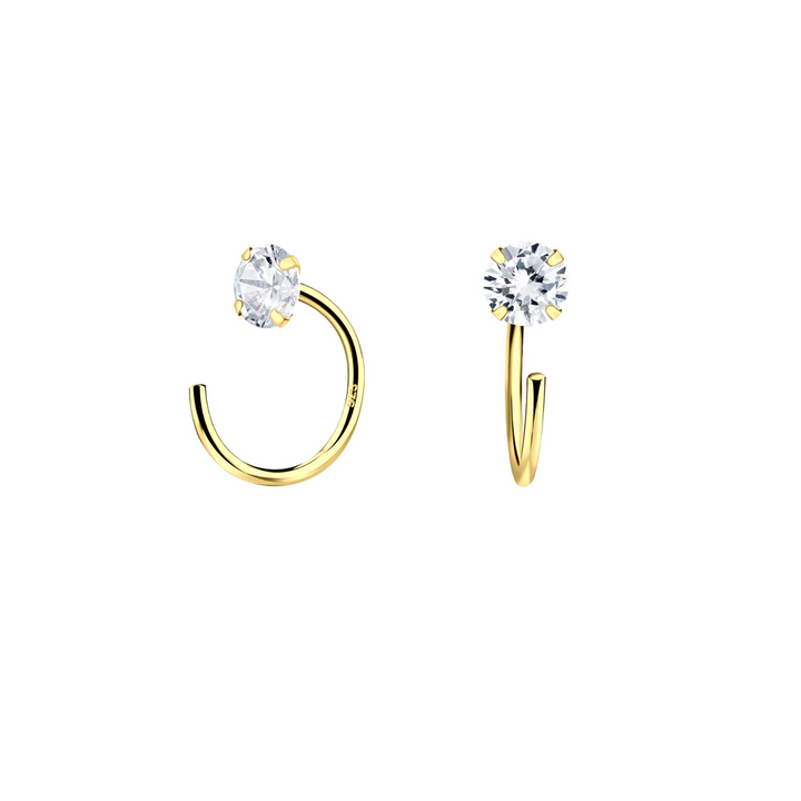 Gold 4mm Cubic Zirconia Ear Huggers
