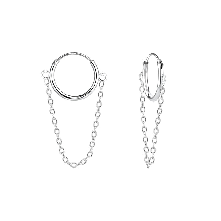 Silver 12mm Endless Hoops with Chain