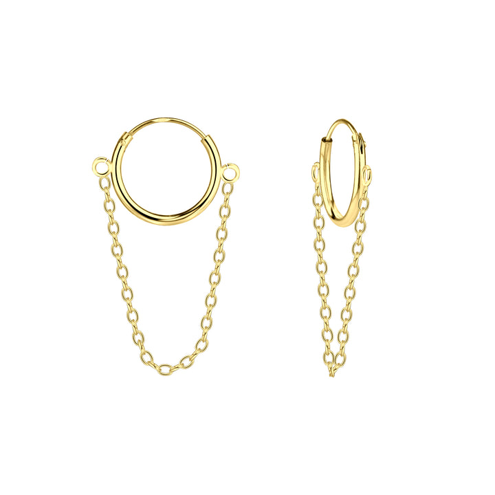 Gold 12mm Endless Hoops with Chain