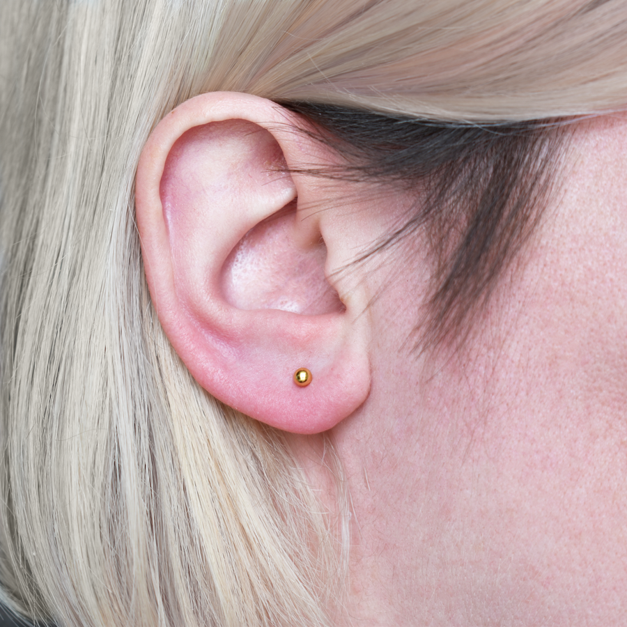 Gold 3mm Ball Stud Earrings