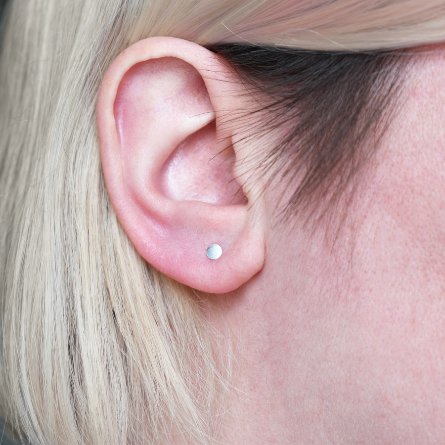 Silver Circle Stud Earrings