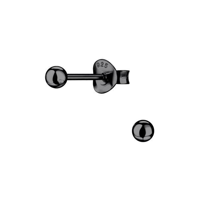 Black 3mm Ball Stud Earrings