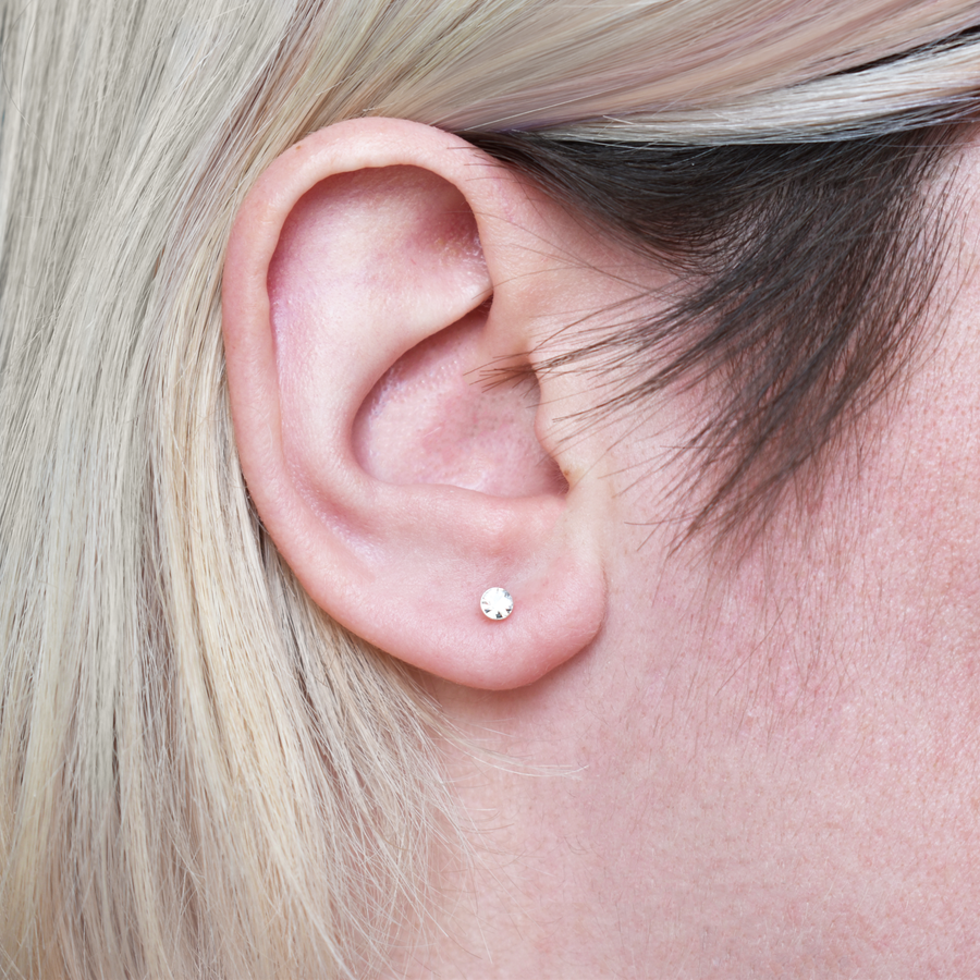 Silver 3mm Crystal Stud Earrings