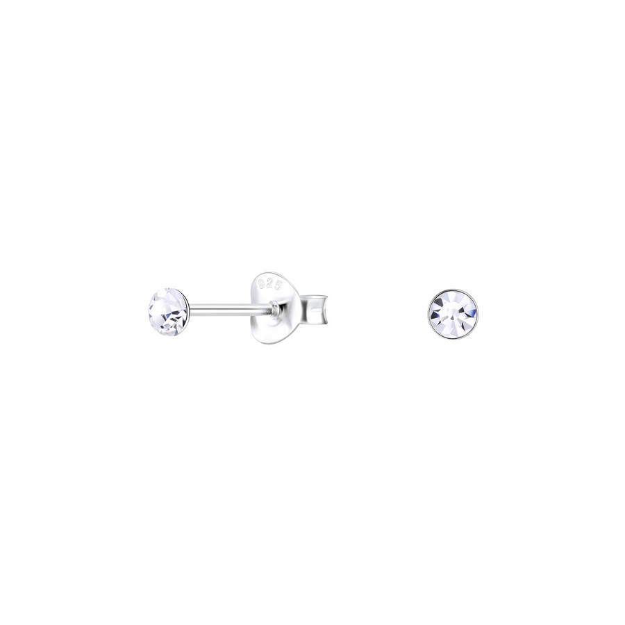 Silver 3mm Crystal Stud Earrings