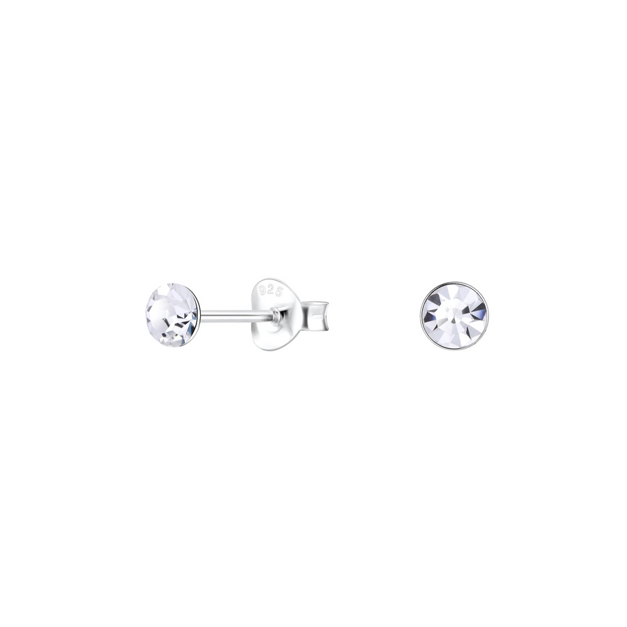 Silver 4mm Crystal Stud Earrings