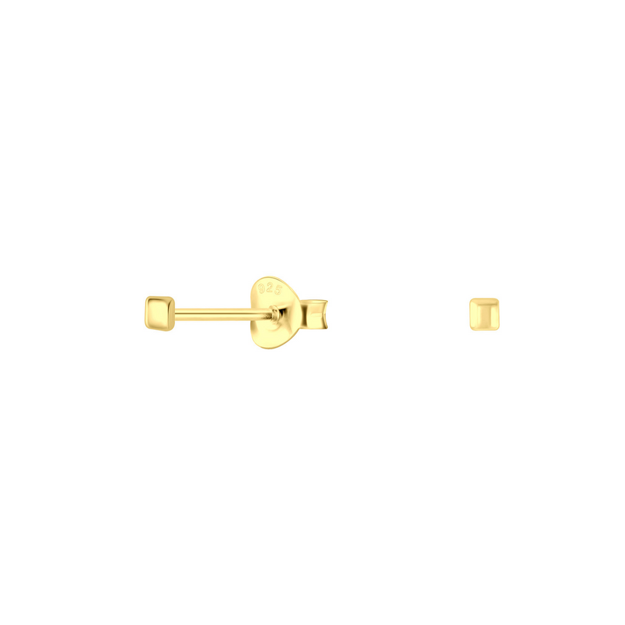 Gold Tiny Square Stud Earrings