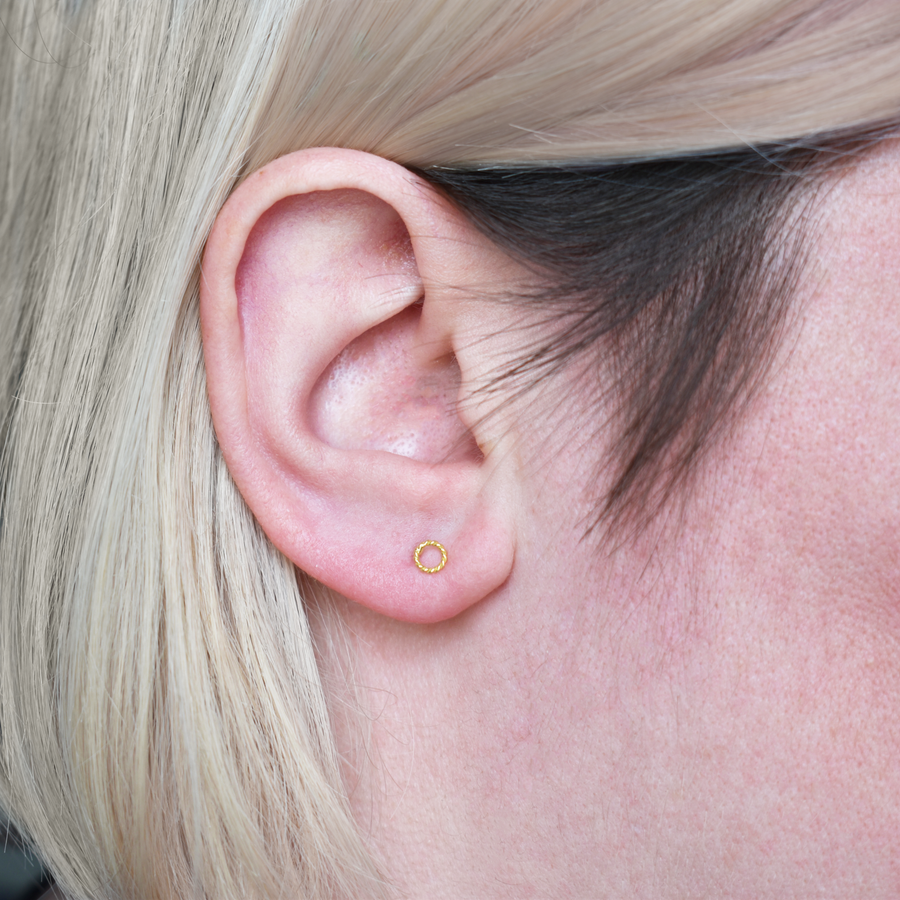 Gold Woven Loop Stud Earrings
