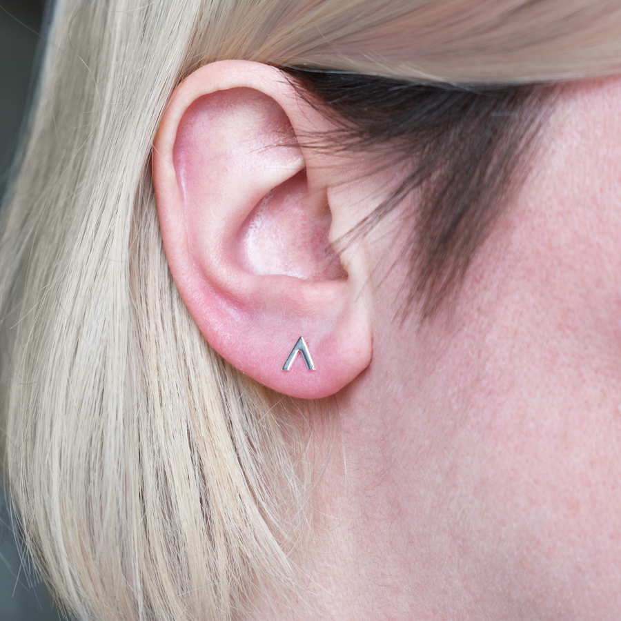 Silver V Shaped Stud Earrings