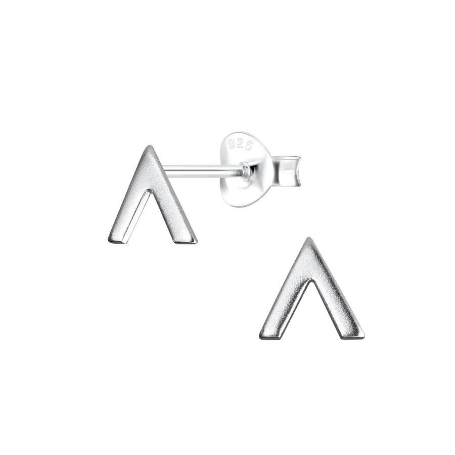 Silver V Shaped Stud Earrings
