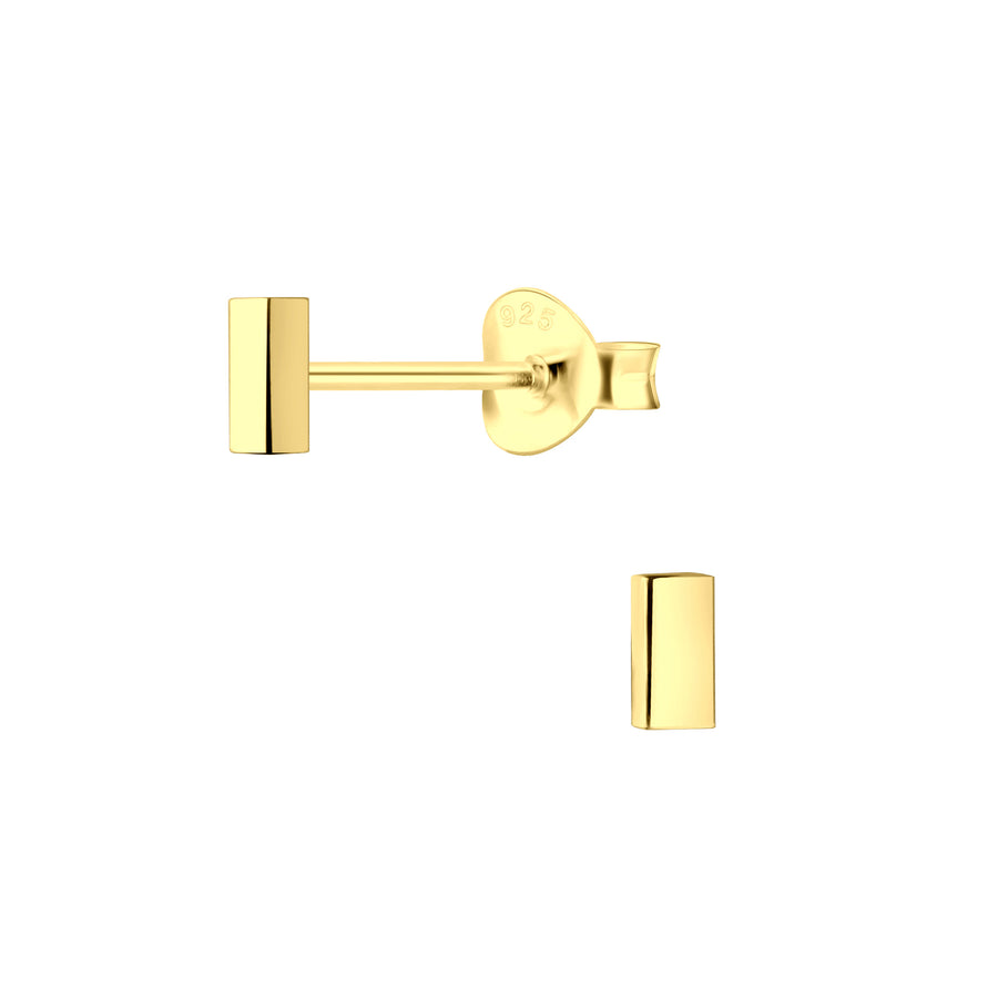 Gold Tiny Bar Stud Earrings