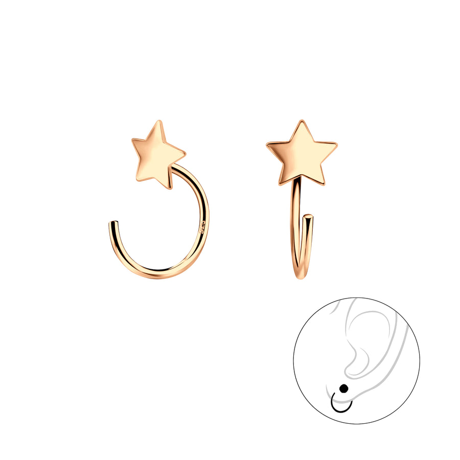 Rose Gold Star Ear Huggers