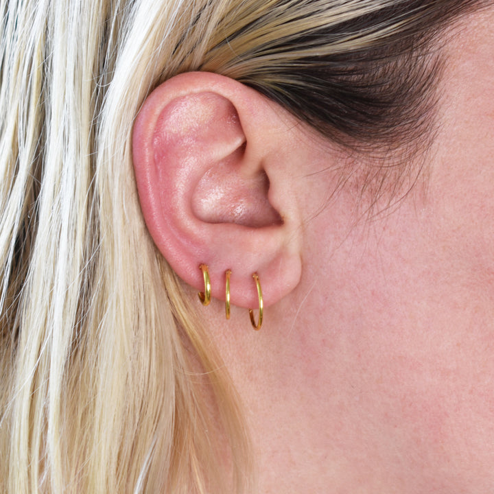 Gold Mini Huggie Hoops 3 Pairs