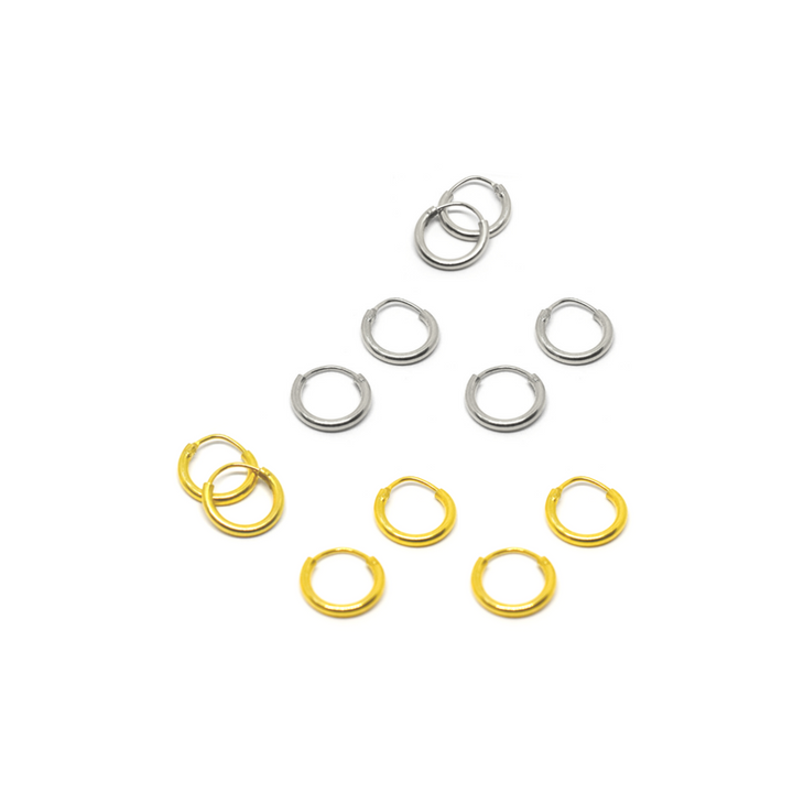 10mm Mini Huggie Hoops 6 Pairs