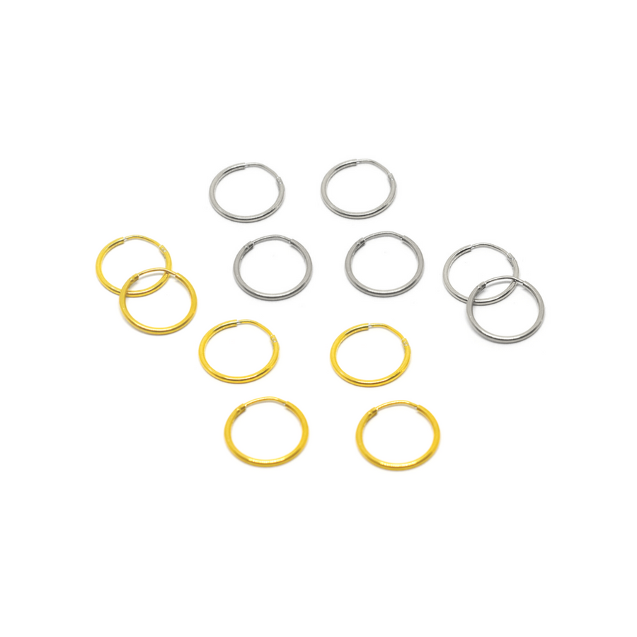 12mm Mini Huggie Hoops 6 Pairs