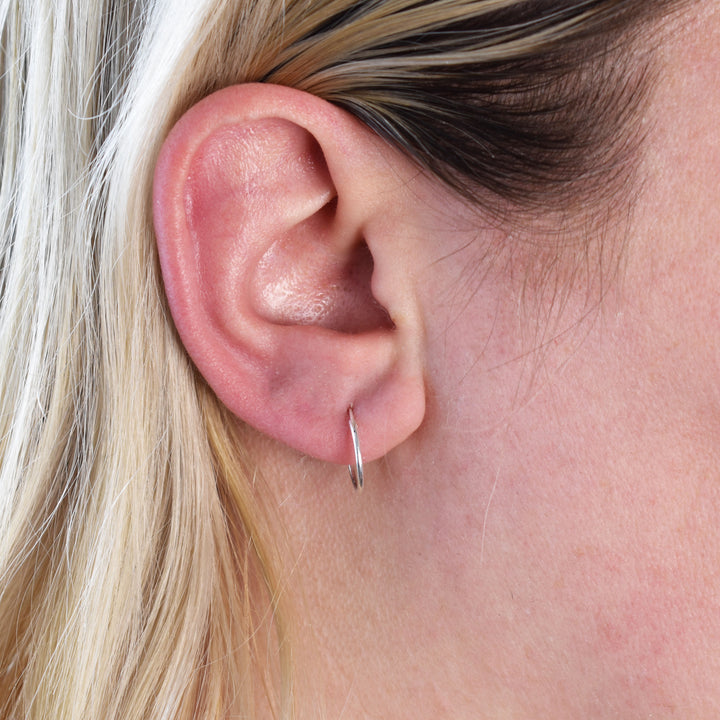 Silver 12mm Mini Huggie Hoops