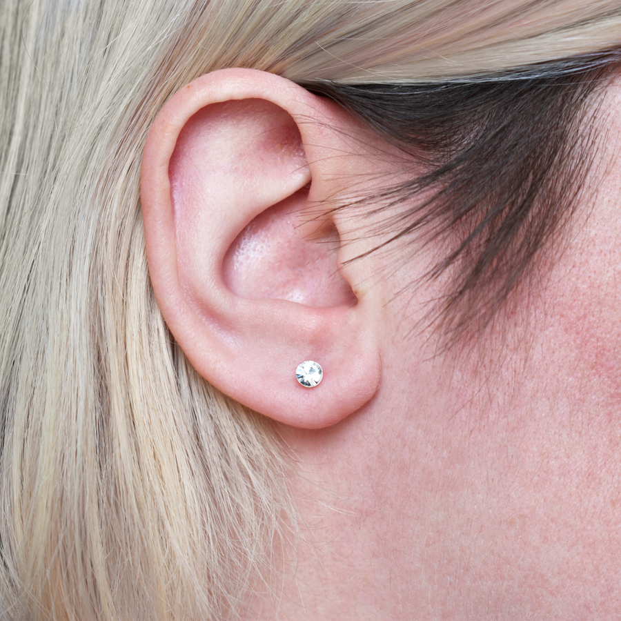 Silver 4mm Crystal Stud Earrings