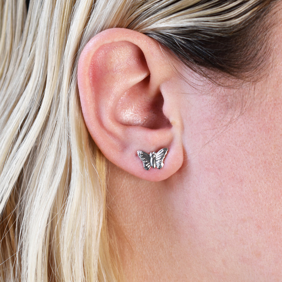 Silver Butterfly Stud Earrings