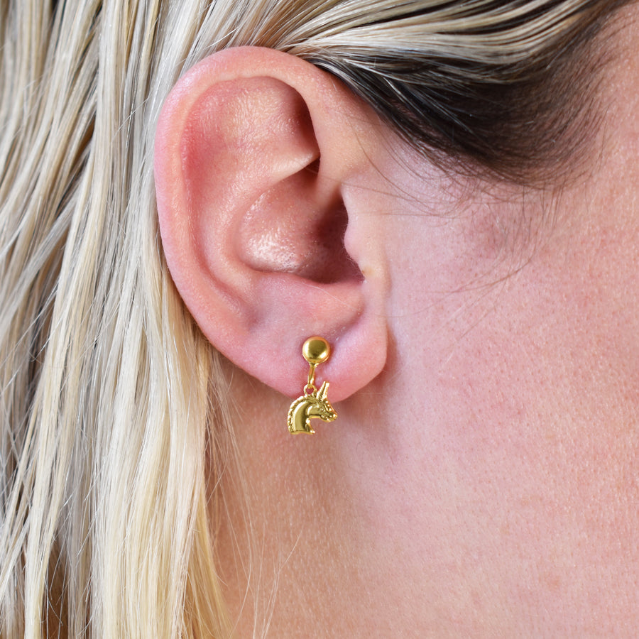 Wholesale | Gold Unicorn Drop Earrings