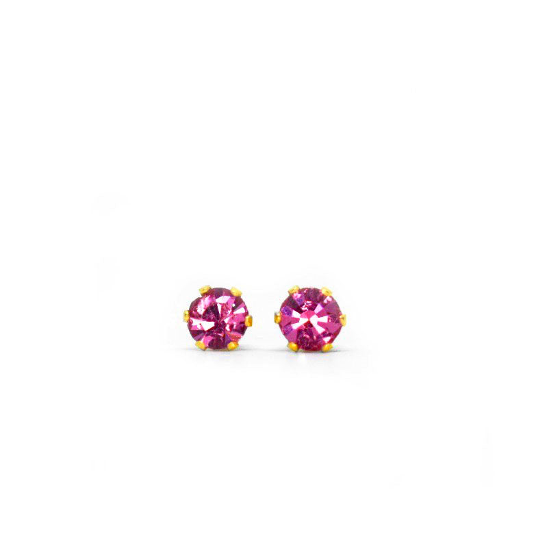 4mm Cubic Zirconia Birthstone Earrings in Gold - October