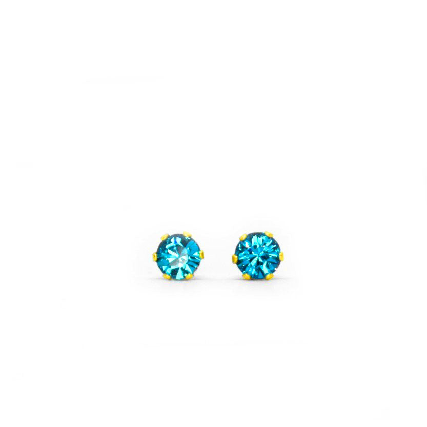 4mm Cubic Zirconia Birthstone Earrings in Gold - December