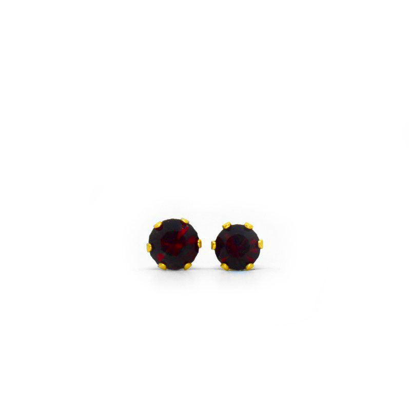 4mm Cubic Zirconia Birthstone Earrings in Gold - January
