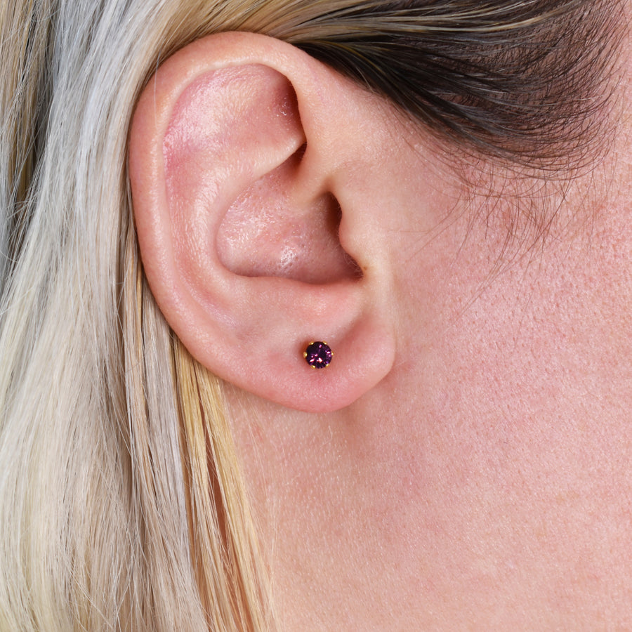 Wholesale | 4mm Cubic Zirconia Birthstone Earrings in Silver | February