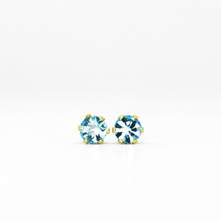 Wholesale | 4mm Cubic Zirconia Birthstone Earrings in Gold | March
