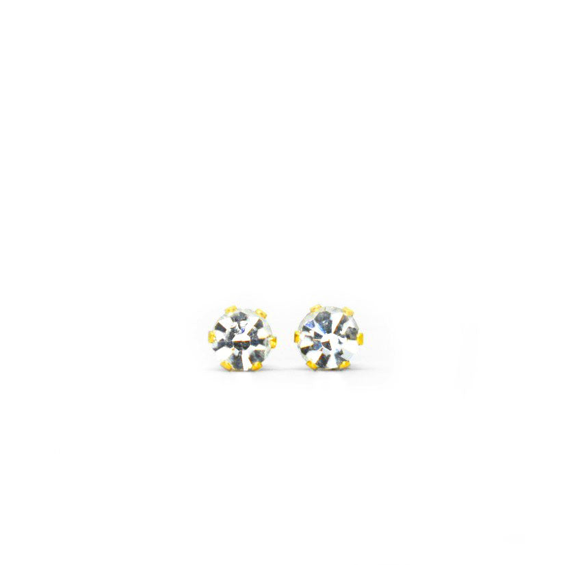 4mm Cubic Zirconia Birthstone Earrings in Gold - April