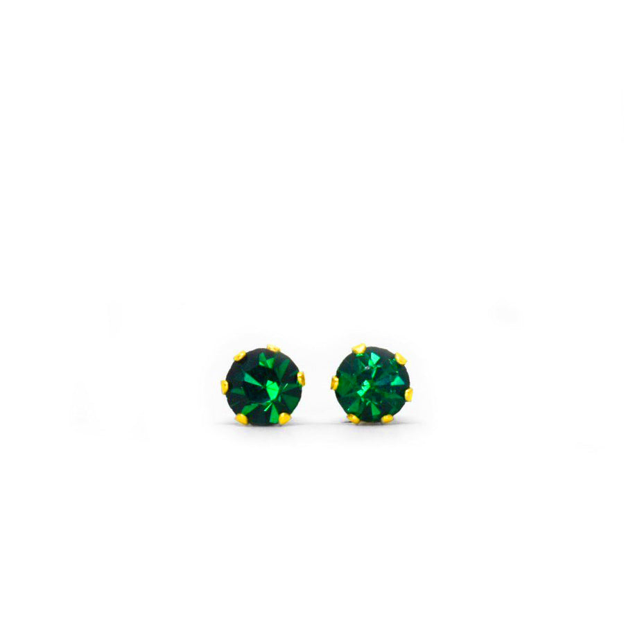 4mm Cubic Zirconia Birthstone Earrings in Gold - May