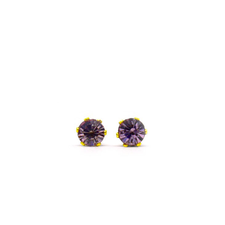 4mm Cubic Zirconia Birthstone Earrings in Gold - June