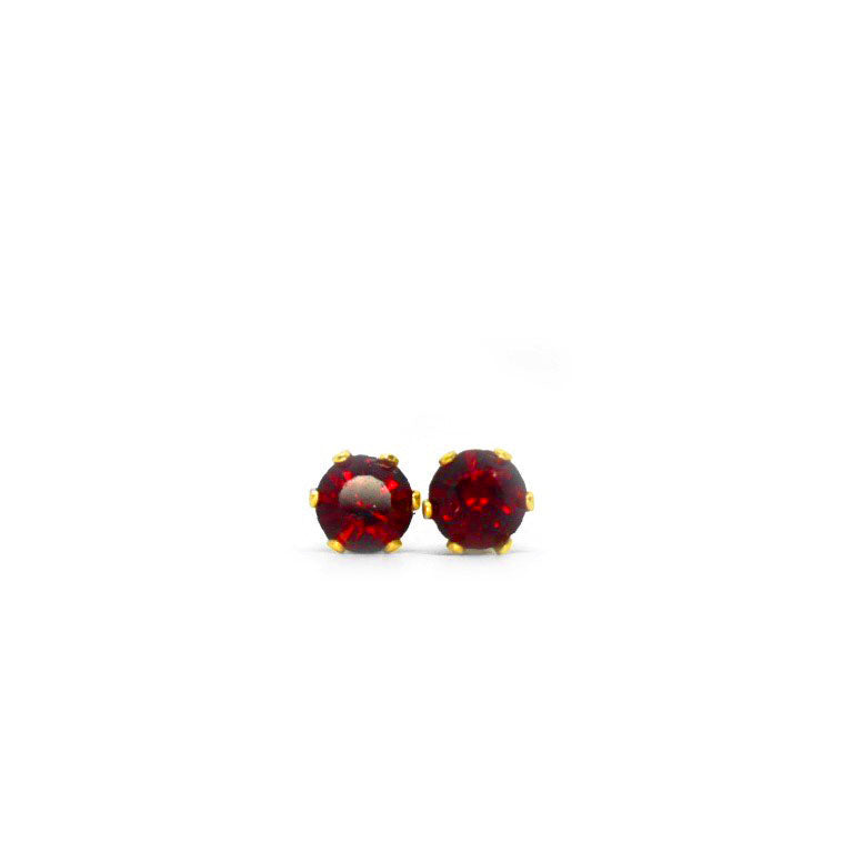 4mm Cubic Zirconia Birthstone Earrings in Gold - July