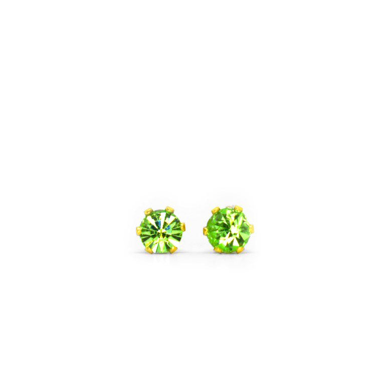 4mm Cubic Zirconia Birthstone Earrings in Gold - August